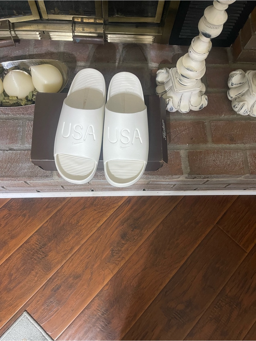 Nike White USA Slide Sandals
